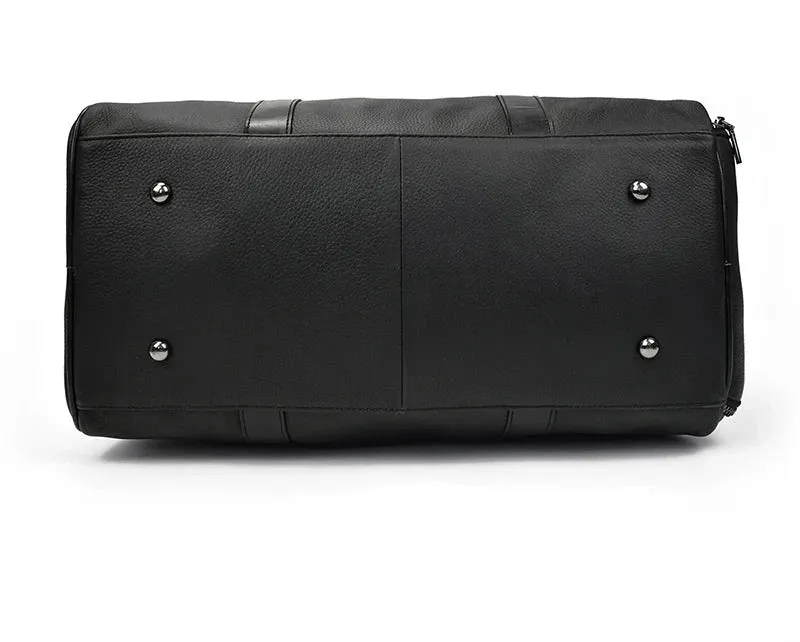 Endeavor Leather Carry-On Duffel Bag Weekender - Black/Brown - 16 inches