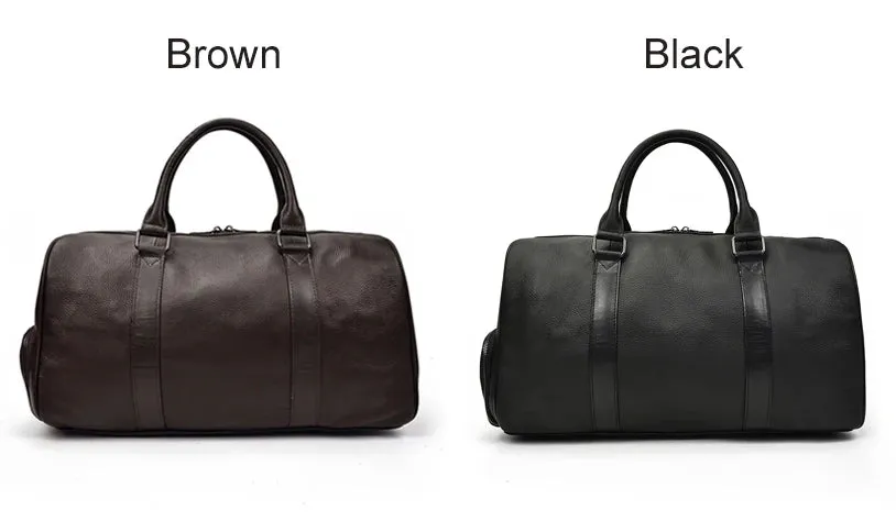 Endeavor Leather Carry-On Duffel Bag Weekender - Black/Brown - 16 inches