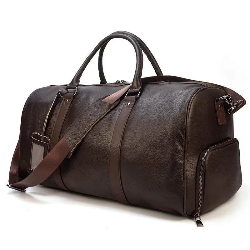 Endeavor Leather Carry-On Duffel Bag Weekender - Black/Brown - 16 inches