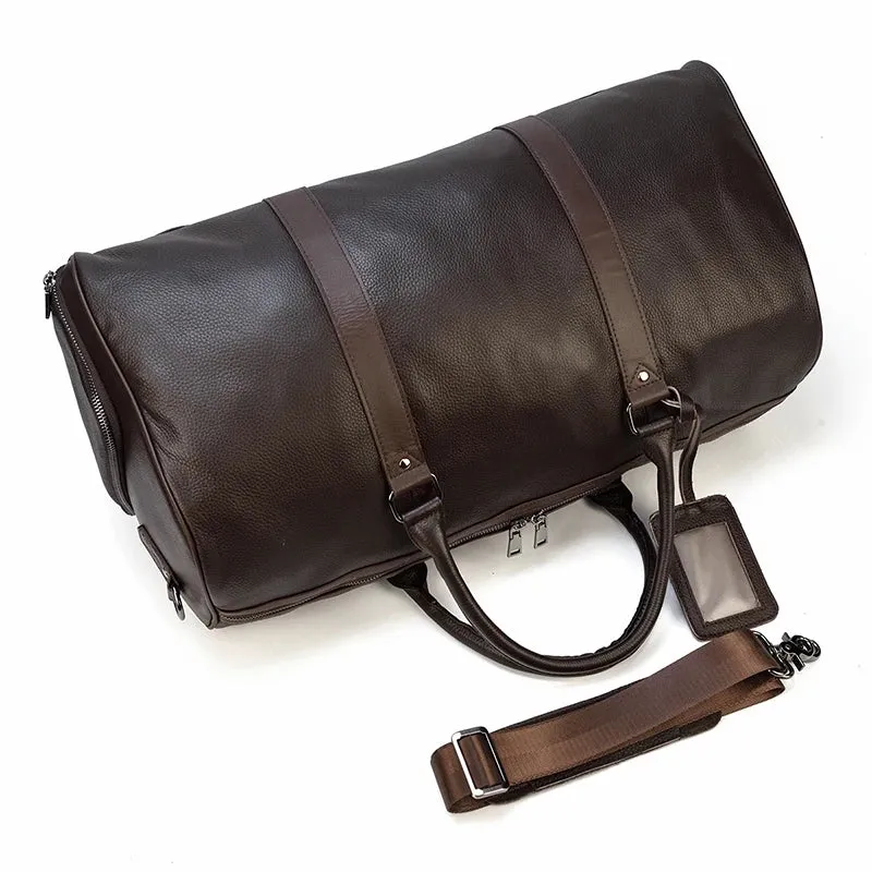 Endeavor Leather Carry-On Duffel Bag Weekender - Black/Brown - 16 inches