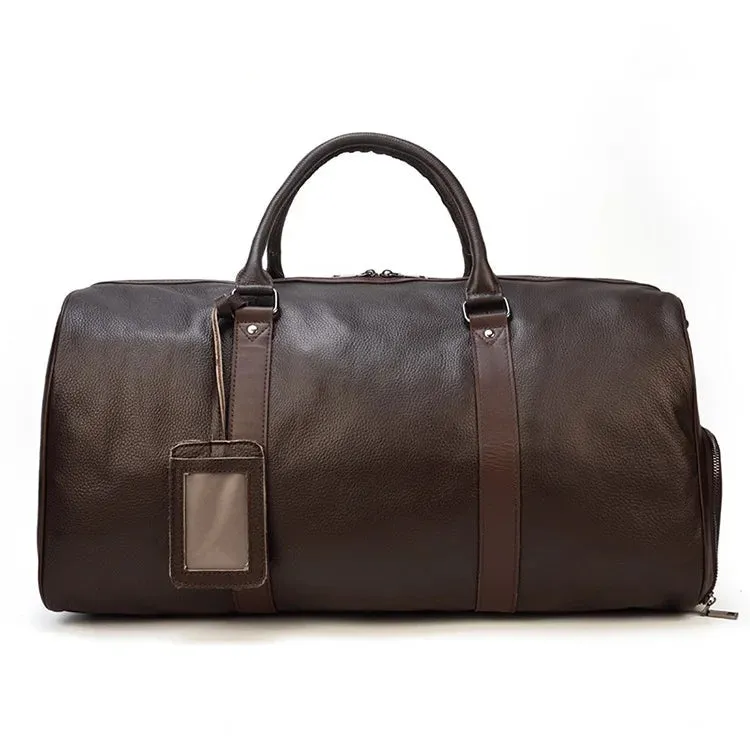 Endeavor Leather Carry-On Duffel Bag Weekender - Black/Brown - 16 inches