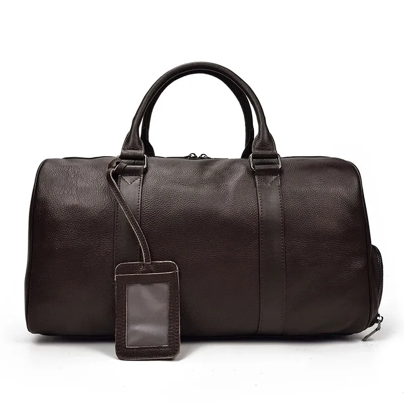 Endeavor Leather Carry-On Duffel Bag Weekender - Black/Brown - 16 inches