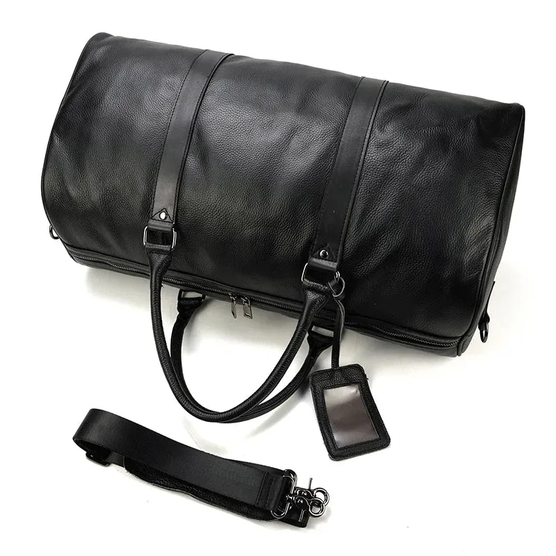 Endeavor Leather Carry-On Duffel Bag Weekender - Black/Brown - 16 inches