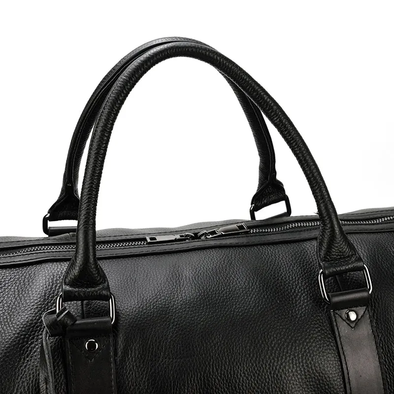 Endeavor Leather Carry-On Duffel Bag Weekender - Black/Brown - 16 inches
