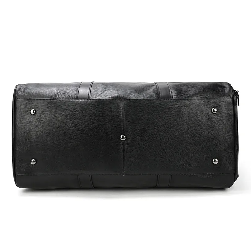 Endeavor Leather Carry-On Duffel Bag Weekender - Black/Brown - 16 inches