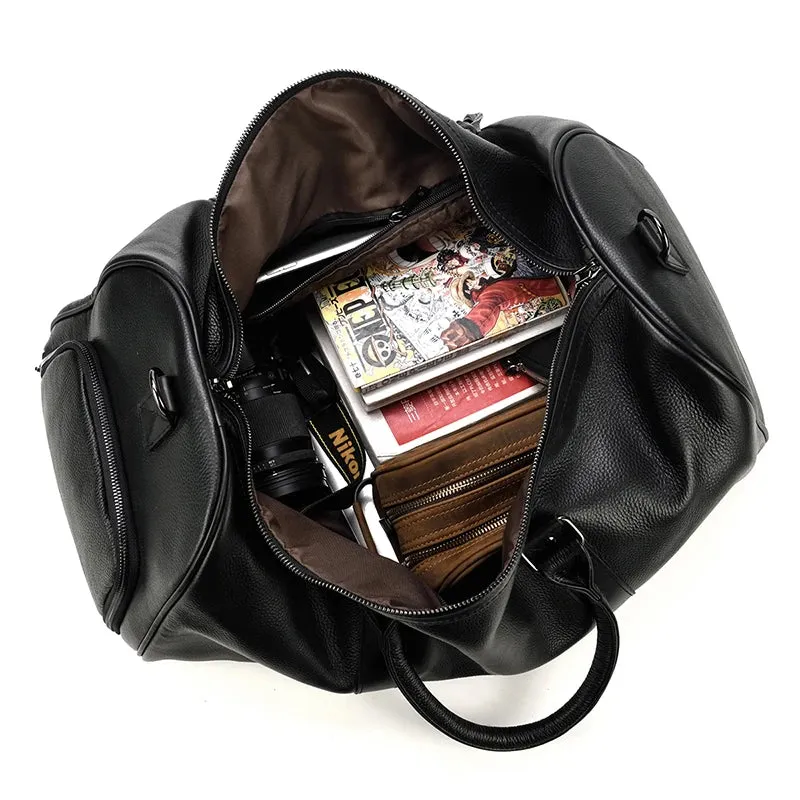 Endeavor Leather Carry-On Duffel Bag Weekender - Black/Brown - 16 inches