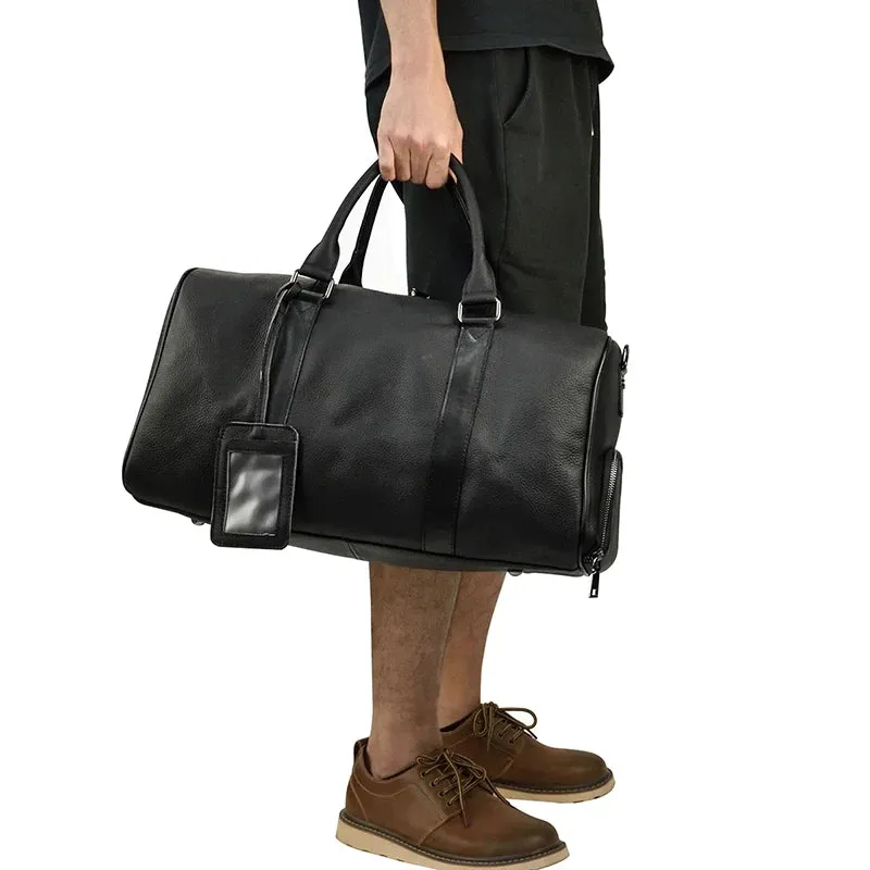 Endeavor Leather Carry-On Duffel Bag Weekender - Black/Brown - 16 inches