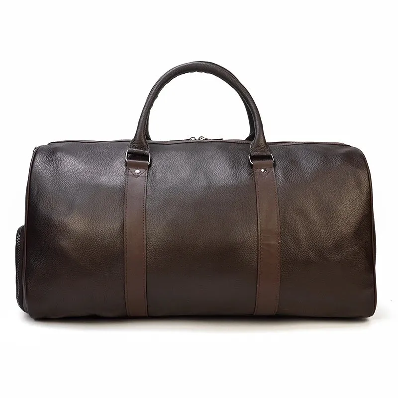 Endeavor Leather Carry-On Duffel Bag Weekender - Black/Brown - 16 inches