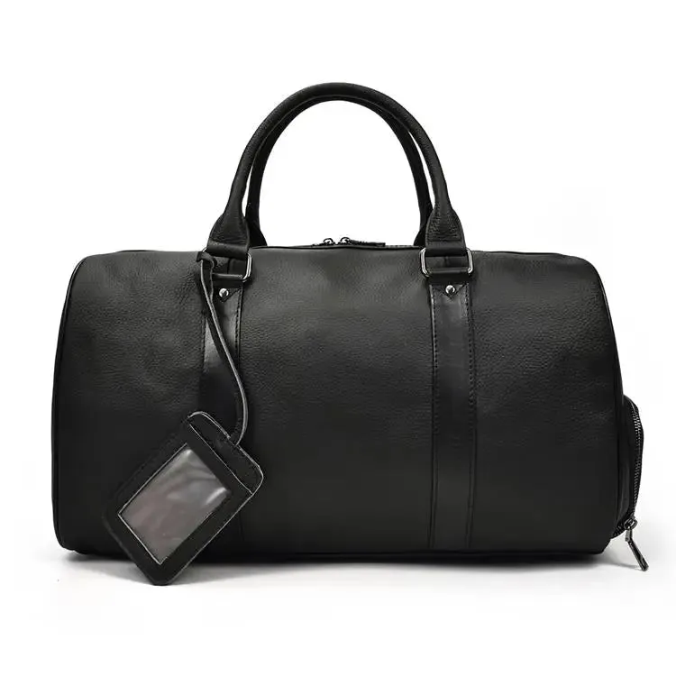Endeavor Leather Carry-On Duffel Bag Weekender - Black/Brown - 16 inches