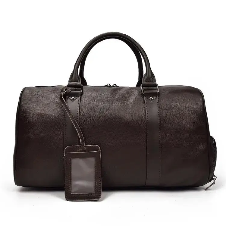Endeavor Leather Carry-On Duffel Bag Weekender - Black/Brown - 16 inches