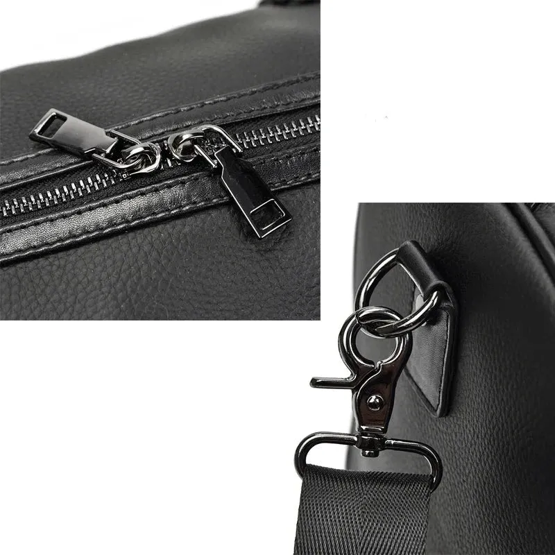 Endeavor Leather Carry-On Duffel Bag Weekender - Black/Brown - 16 inches