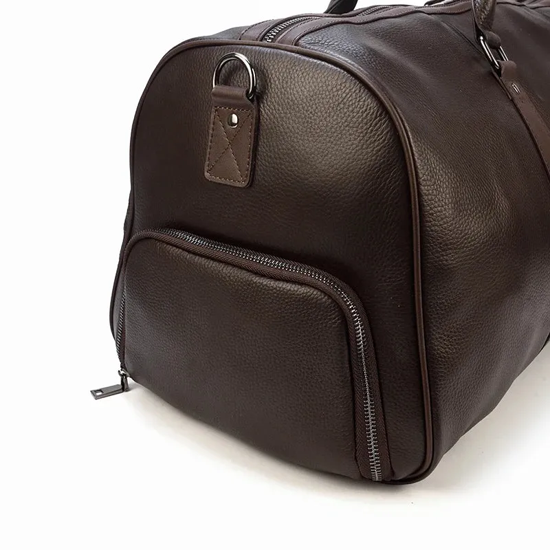 Endeavor Leather Carry-On Duffel Bag Weekender - Black/Brown - 16 inches