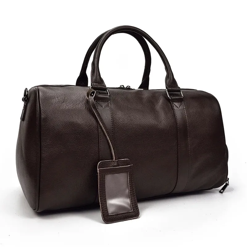 Endeavor Leather Carry-On Duffel Bag Weekender - Black/Brown - 16 inches