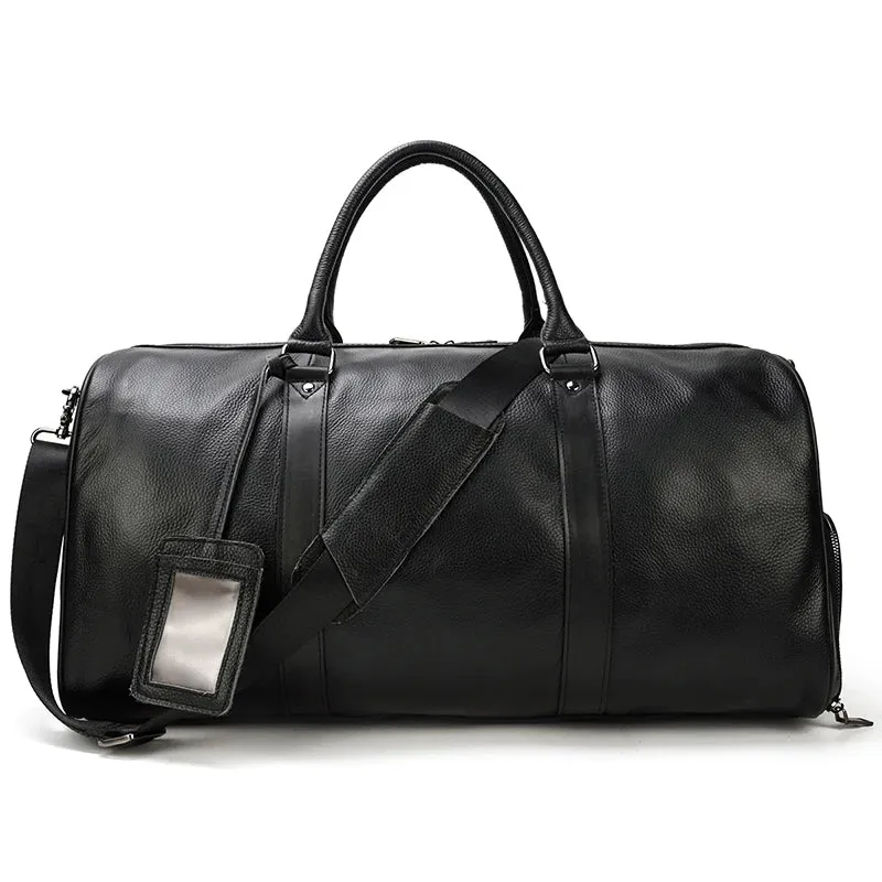 Endeavor Leather Carry-On Duffel Bag Weekender - Black/Brown - 16 inches