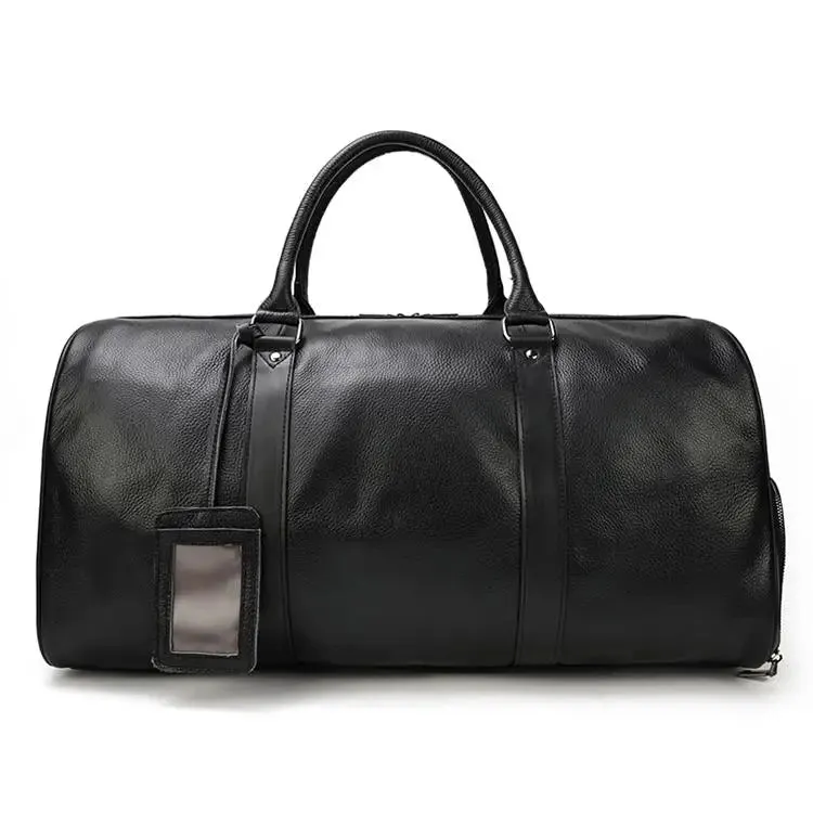 Endeavor Leather Carry-On Duffel Bag Weekender - Black/Brown - 16 inches
