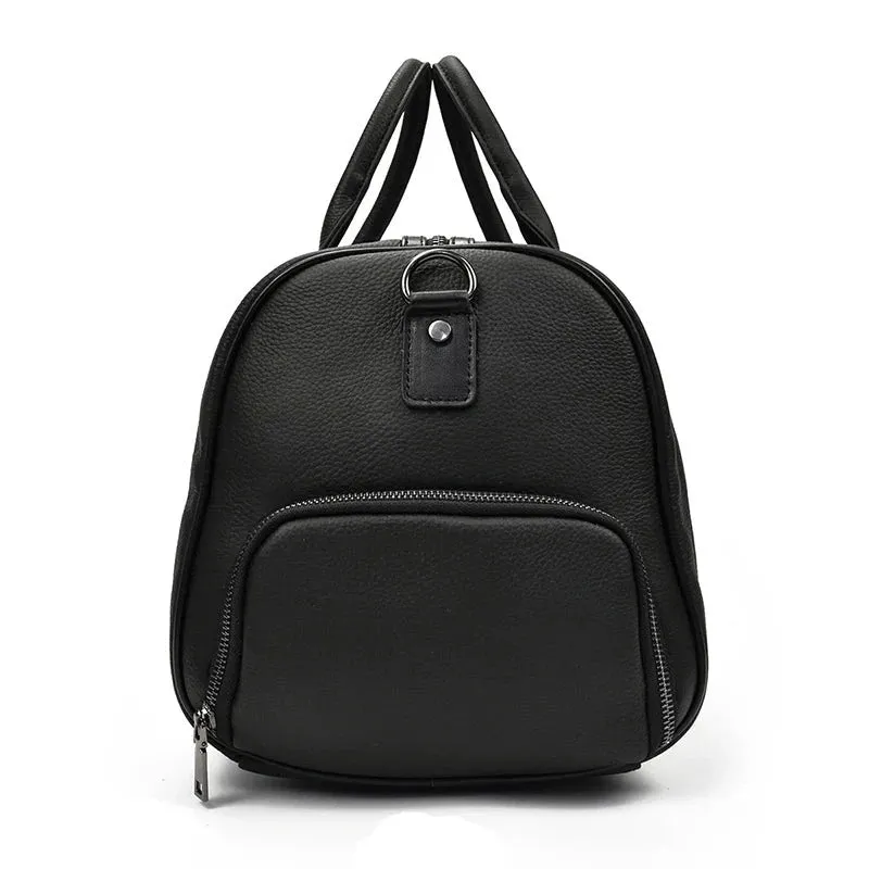 Endeavor Leather Carry-On Duffel Bag Weekender - Black/Brown - 16 inches
