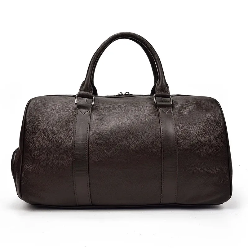 Endeavor Leather Carry-On Duffel Bag Weekender - Black/Brown - 16 inches