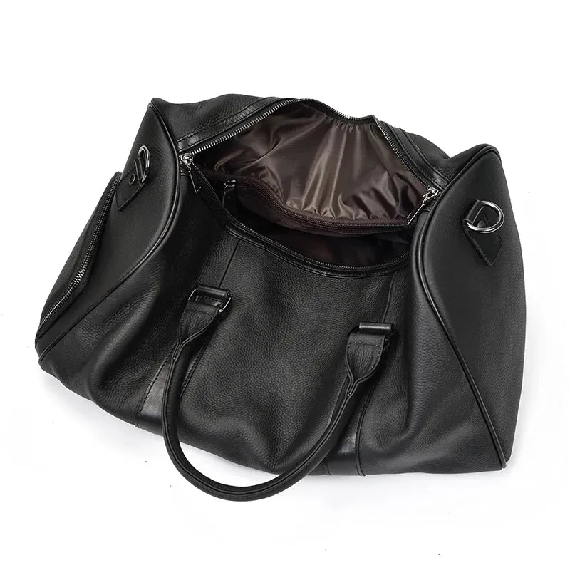 Endeavor Leather Carry-On Duffel Bag Weekender - Black/Brown - 16 inches