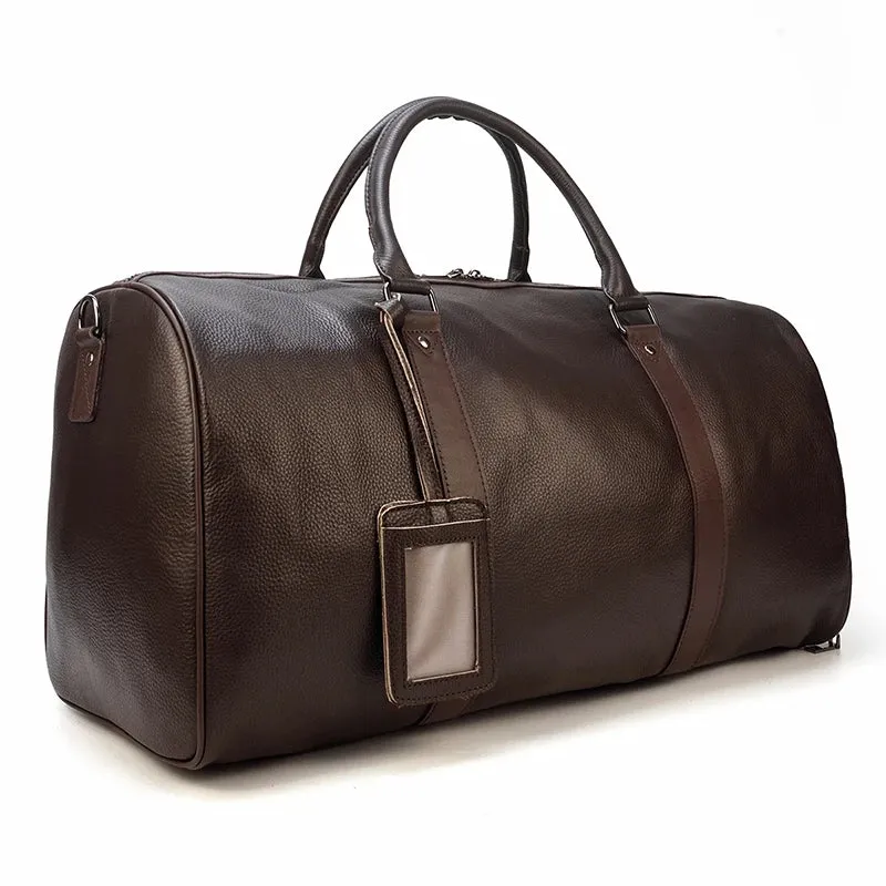 Endeavor Leather Carry-On Duffel Bag Weekender - Black/Brown - 16 inches