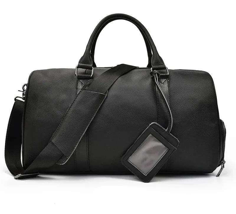 Endeavor Leather Carry-On Duffel Bag Weekender - Black/Brown - 16 inches