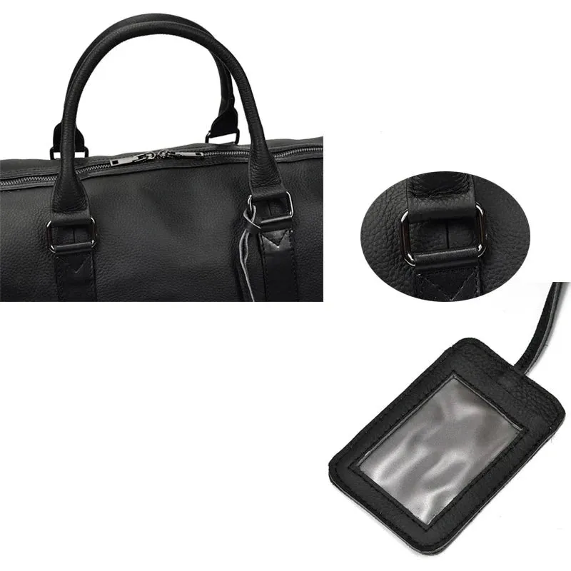 Endeavor Leather Carry-On Duffel Bag Weekender - Black/Brown - 16 inches