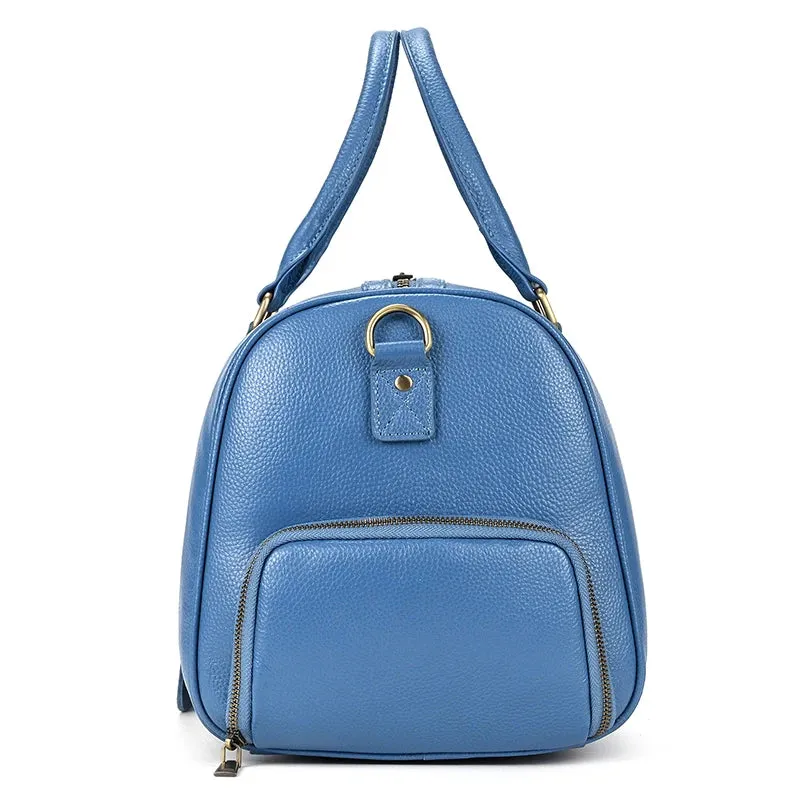 Endeavor Leather Carry-On Duffel Bag Weekender - Blue/Purple - 16 inches