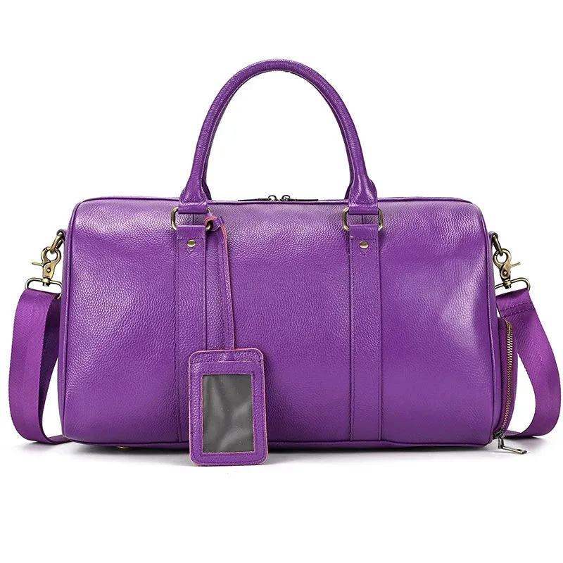 Endeavor Leather Carry-On Duffel Bag Weekender - Blue/Purple - 16 inches