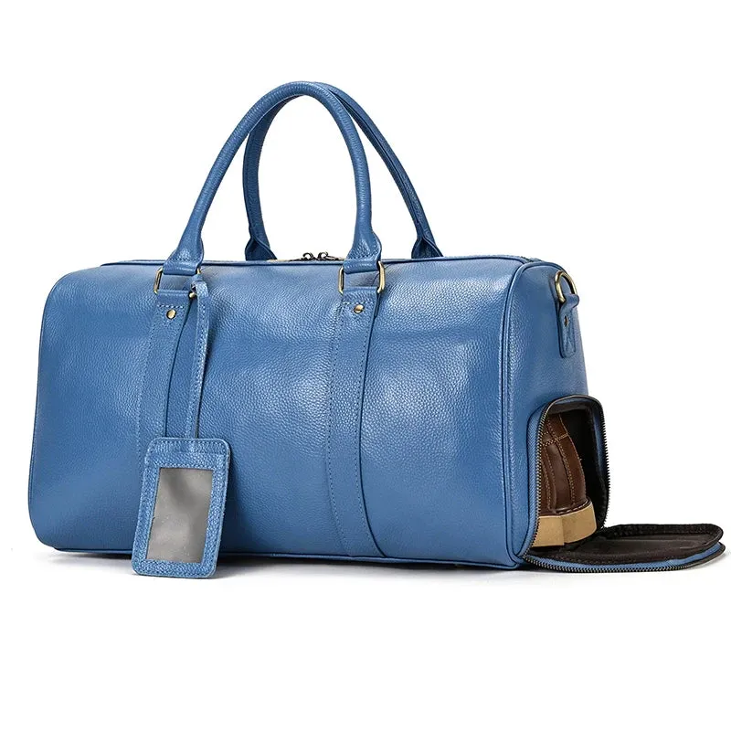 Endeavor Leather Carry-On Duffel Bag Weekender - Blue/Purple - 16 inches