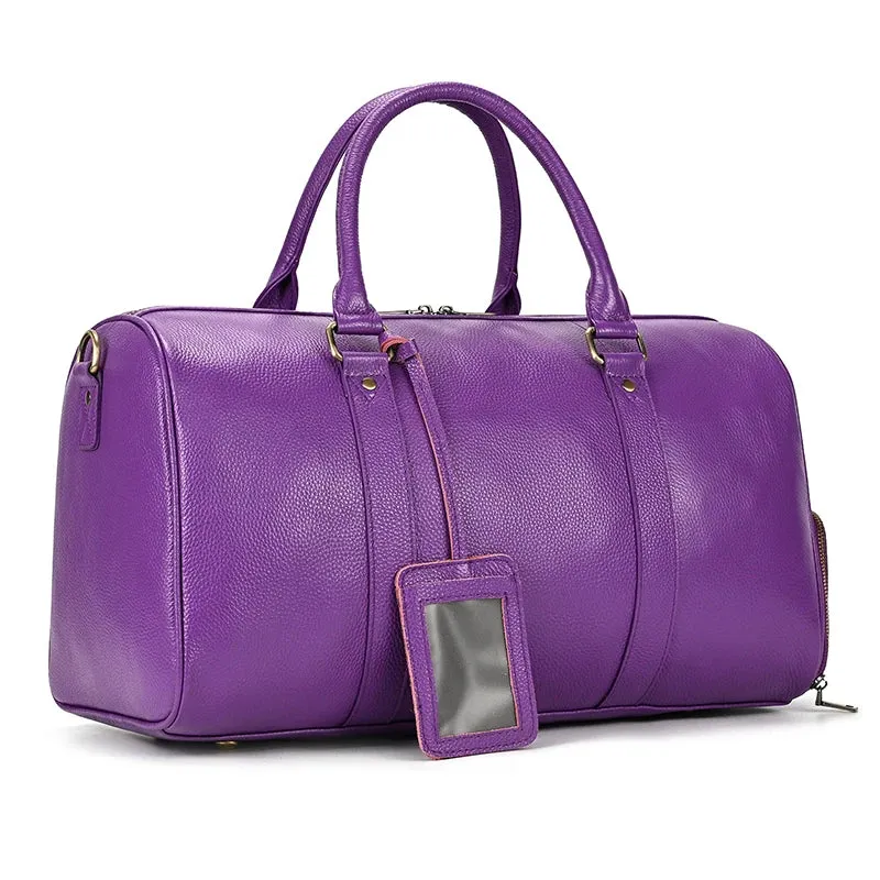 Endeavor Leather Carry-On Duffel Bag Weekender - Blue/Purple - 16 inches