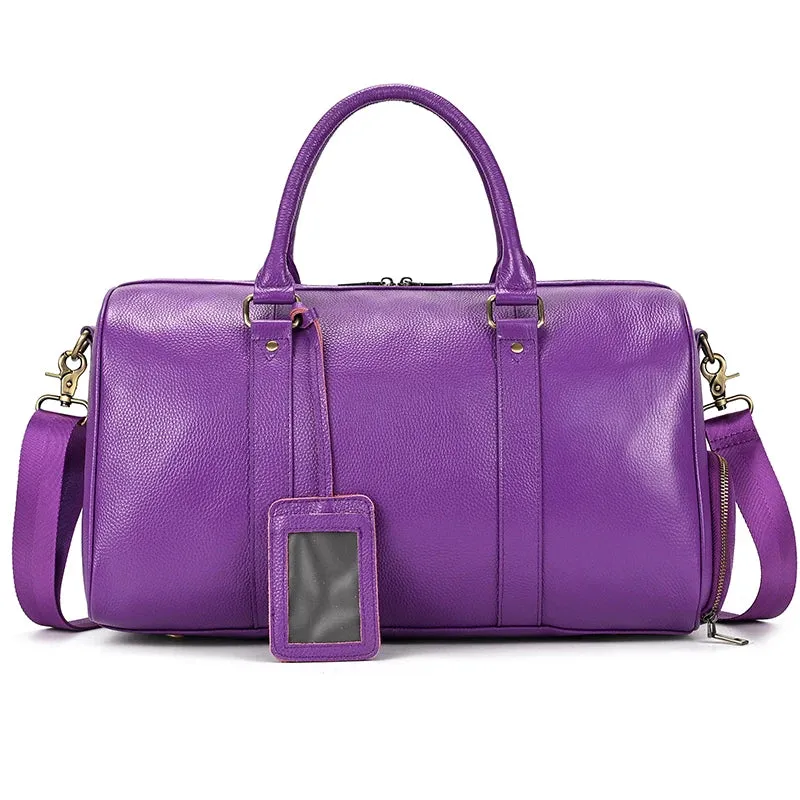 Endeavor Leather Carry-On Duffel Bag Weekender - Blue/Purple - 16 inches