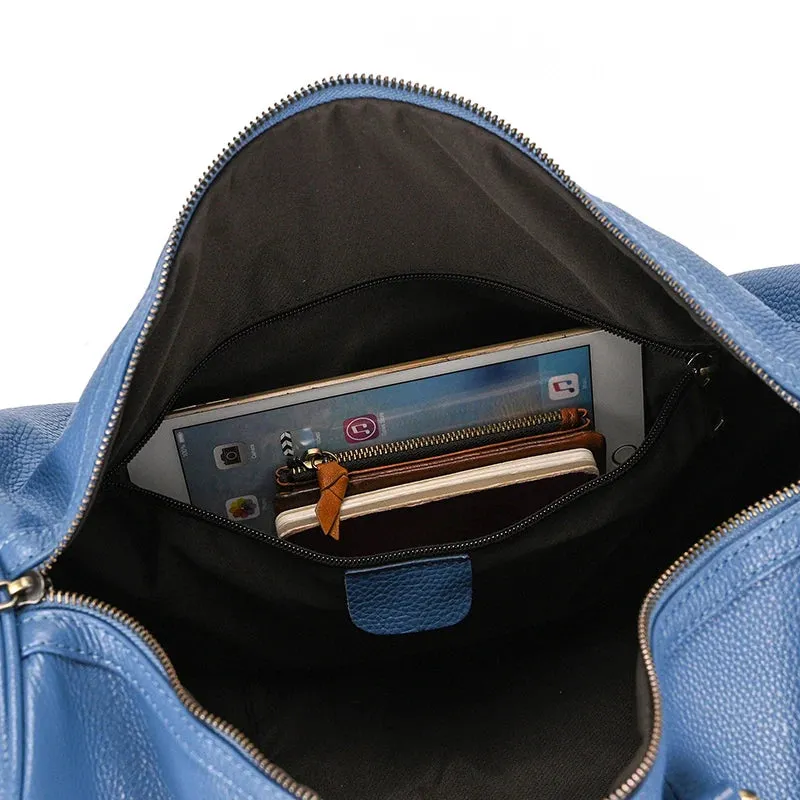 Endeavor Leather Carry-On Duffel Bag Weekender - Blue/Purple - 16 inches
