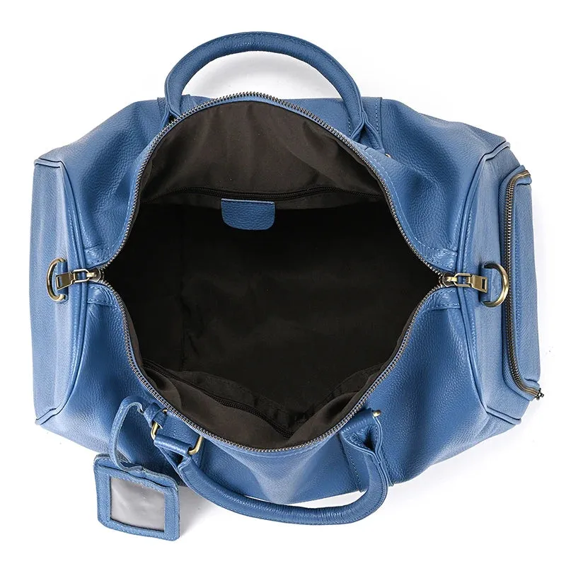 Endeavor Leather Carry-On Duffel Bag Weekender - Blue/Purple - 16 inches