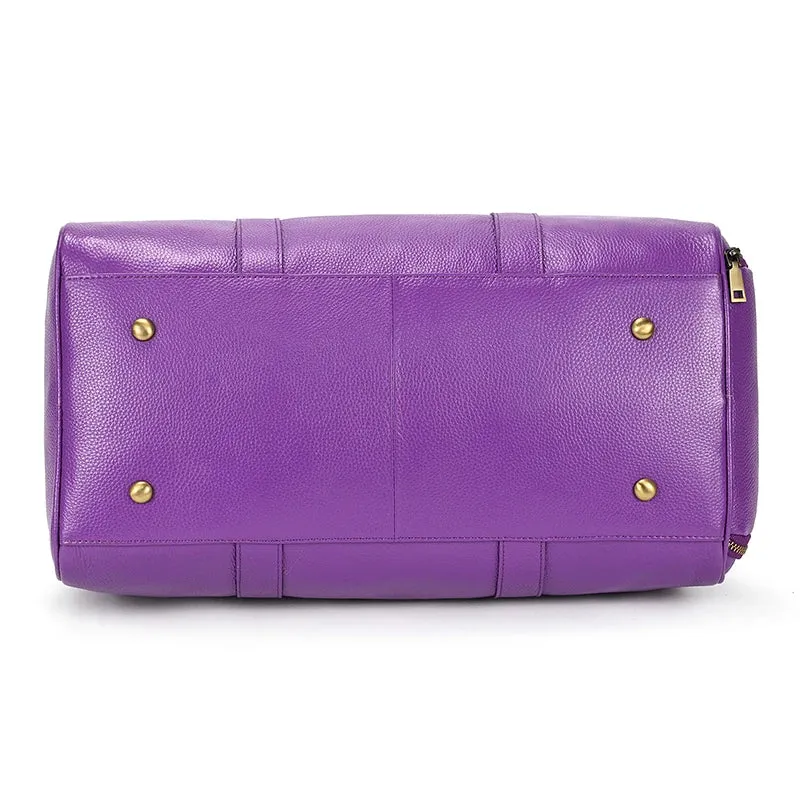 Endeavor Leather Carry-On Duffel Bag Weekender - Blue/Purple - 16 inches