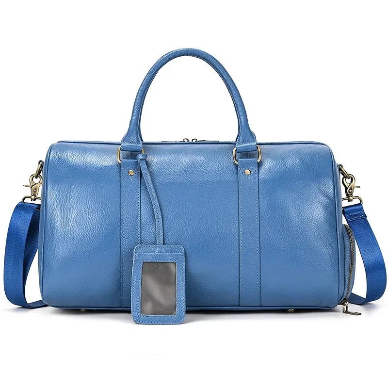 Endeavor Leather Carry-On Duffel Bag Weekender - Blue/Purple - 16 inches