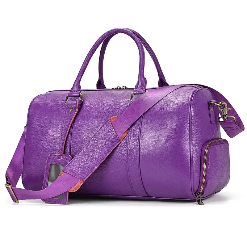 Endeavor Leather Carry-On Duffel Bag Weekender - Blue/Purple - 16 inches