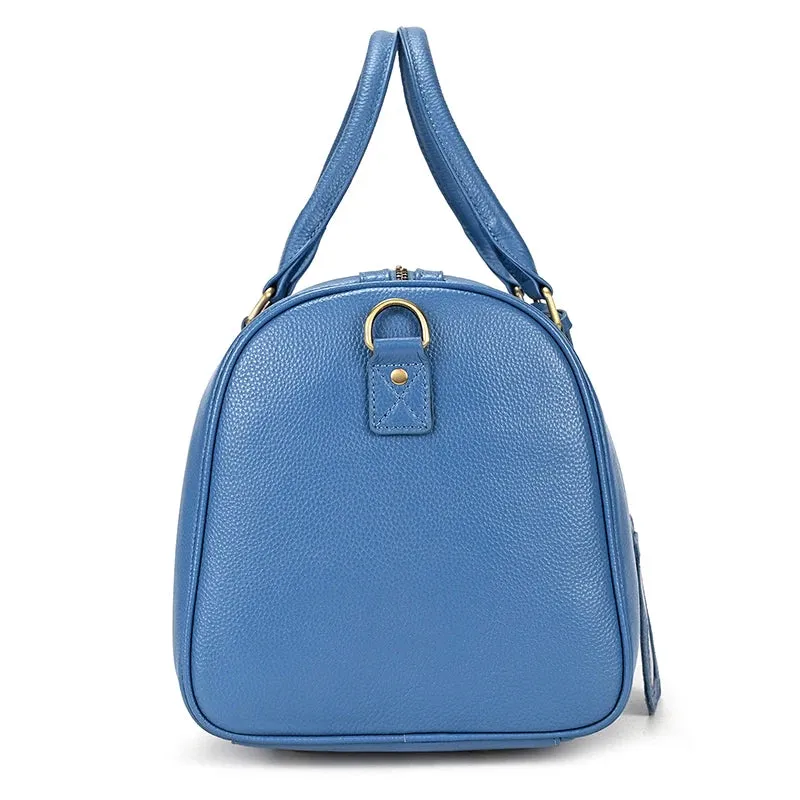 Endeavor Leather Carry-On Duffel Bag Weekender - Blue/Purple - 16 inches