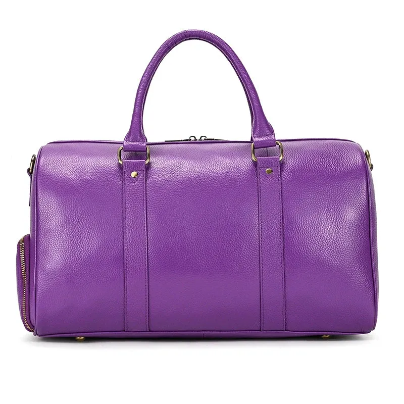 Endeavor Leather Carry-On Duffel Bag Weekender - Blue/Purple - 16 inches