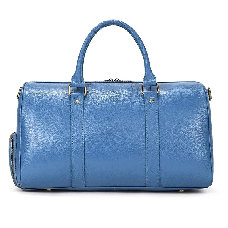 Endeavor Leather Carry-On Duffel Bag Weekender - Blue/Purple - 16 inches