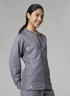 EON 8708 Women's Sporty Mesh Panel Zip Front Jacket Pewter