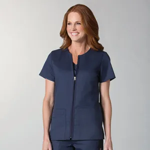 EON 8728 Women's Mesh Panel Short Sleeve Zip Front Jacket True Navy