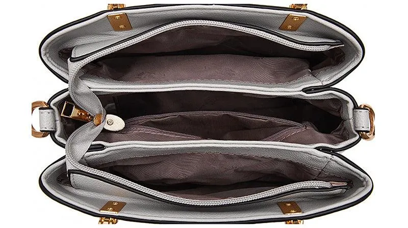 Exquisite Leather Mix Colors Tote Women Bags - Light Grey