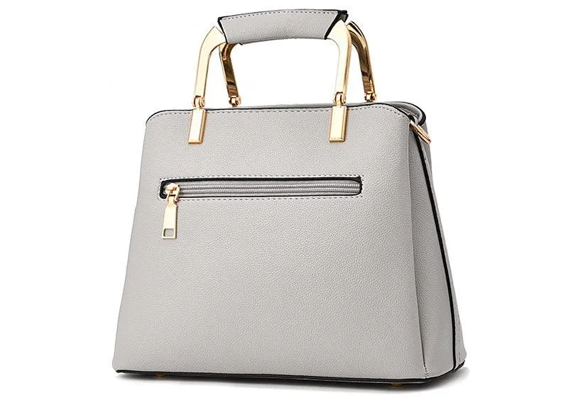 Exquisite Leather Mix Colors Tote Women Bags - Light Grey