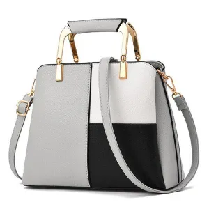 Exquisite Leather Mix Colors Tote Women Bags - Light Grey