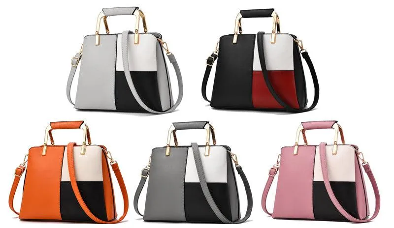 Exquisite Leather Mix Colors Tote Women Bags - Light Grey