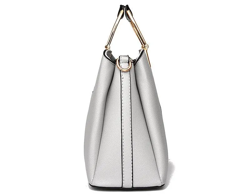 Exquisite Leather Mix Colors Tote Women Bags - Light Grey