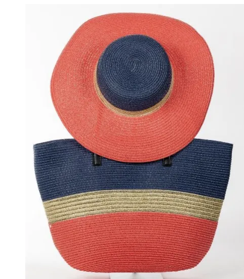 Extra Large striped Rattan Bags with matching hats