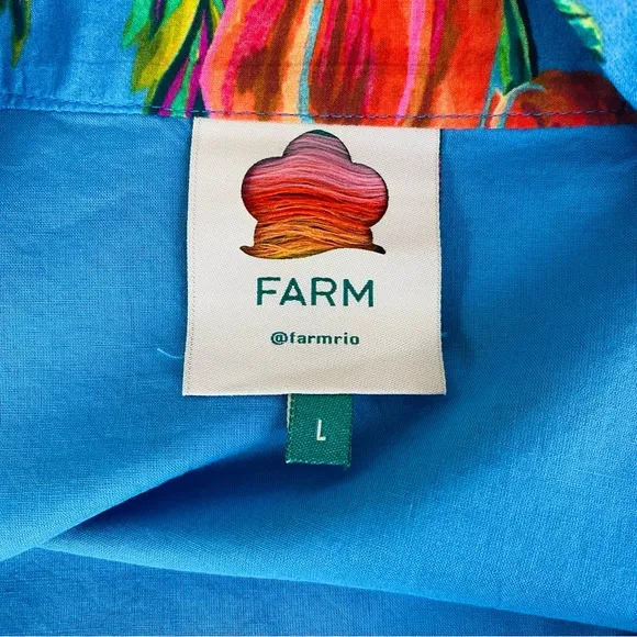 FARM Rio Blue Toucans Garden Tiered Skirt Size L
