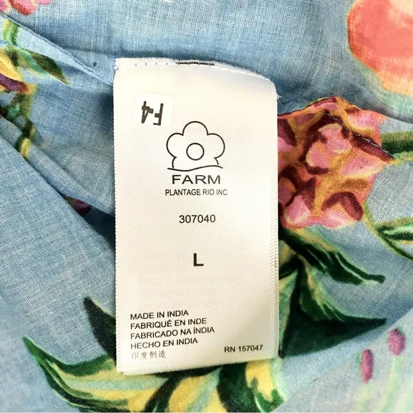 FARM Rio Blue Toucans Garden Tiered Skirt Size L