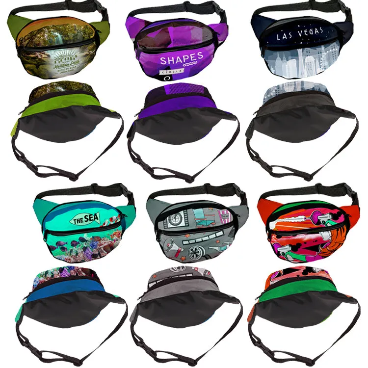 Fashion Full Color Black Panel Fanny Pack