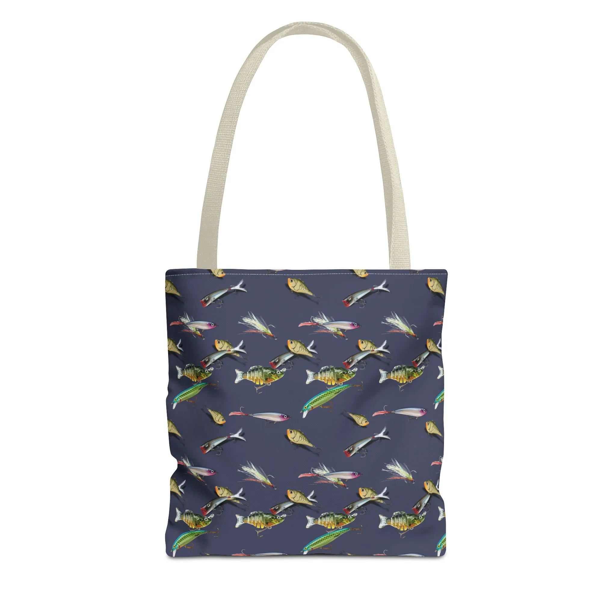 Fishing Lure Fish Print Canvas Tote Bag Reusable Shopping Bag - Saiko Studio
